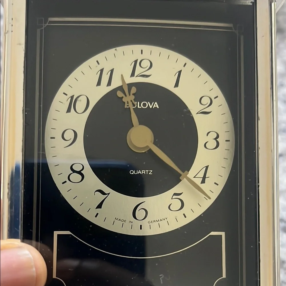 Bulova Quartz Silver and Black Table Clock